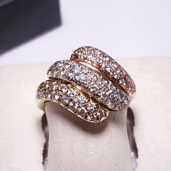 Estate .47ctw pauve' Diamond SI2/SI3 Triple angle 14Kt Rose, W&Y Gold Ring#22889 - Picture 1 of 6